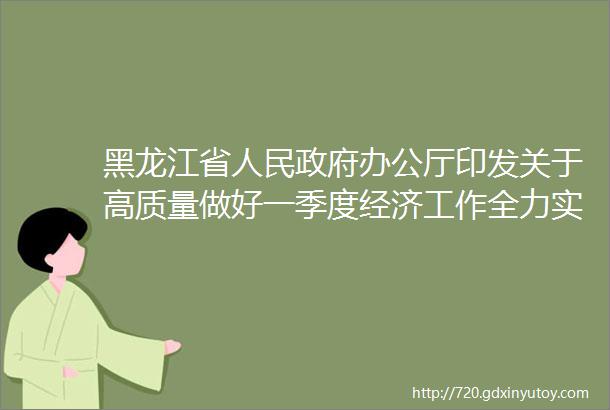 黑龙江省人民政府办公厅印发关于高质量做好一季度经济工作全力实现首季ldquo开门红rdquo的若干政策措施的通知